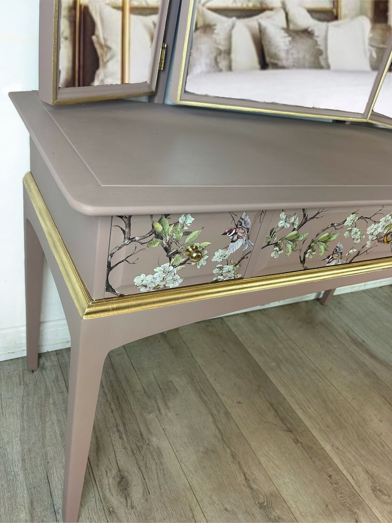 Pink and Gold Stag Dressing Table and stool