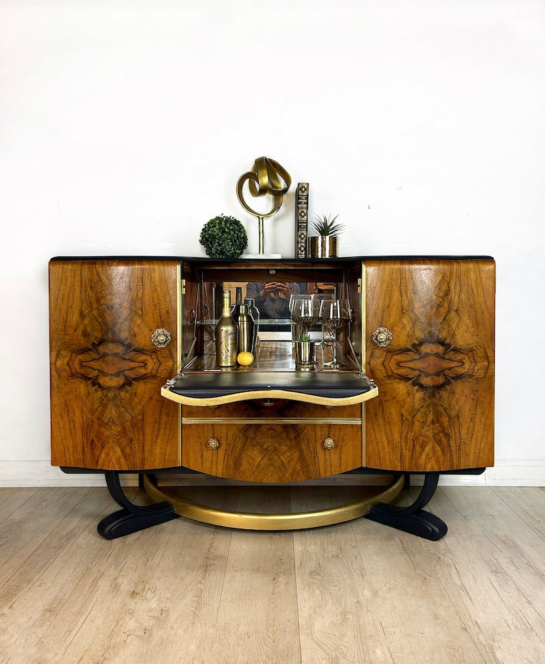 Made to order - Beautility Blue and Gold Art Deco Style Cocktail Cabinet