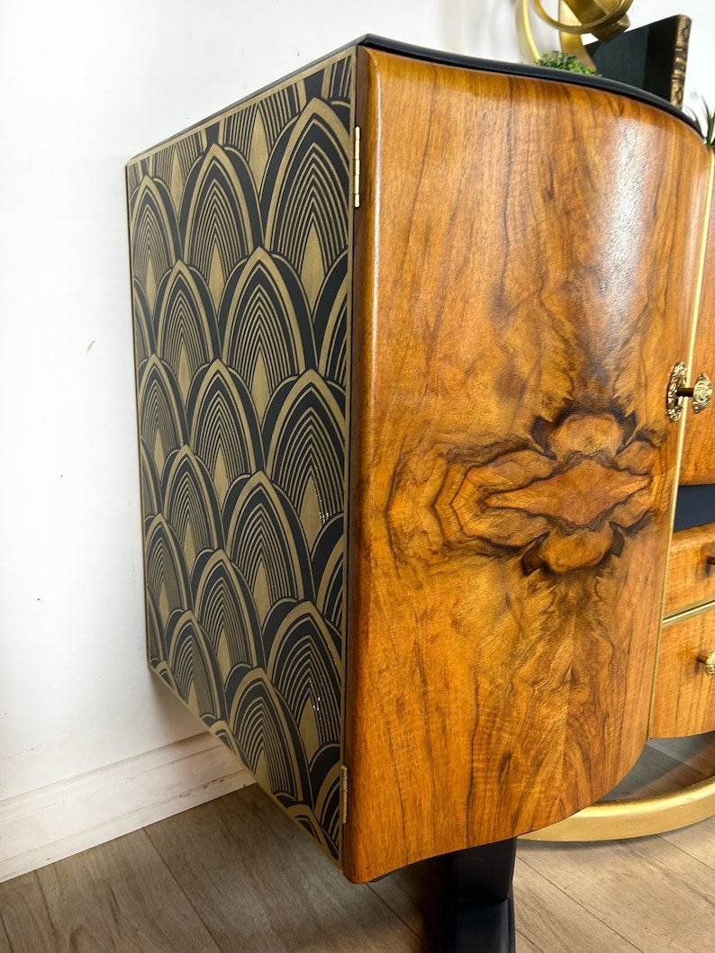 Made to order - Beautility Blue and Gold Art Deco Style Cocktail Cabinet