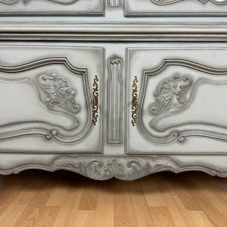 French Antique Display Cabinet Ornate Buffet Carved Cabinet