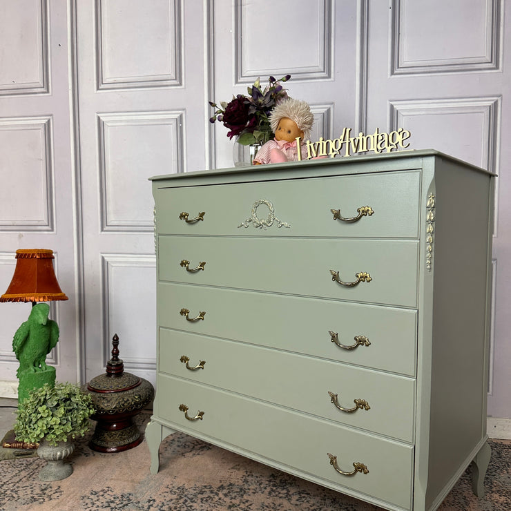 Final Payment for Patricia French Style Chest of Drawers Louis Style Drawers Sage Green