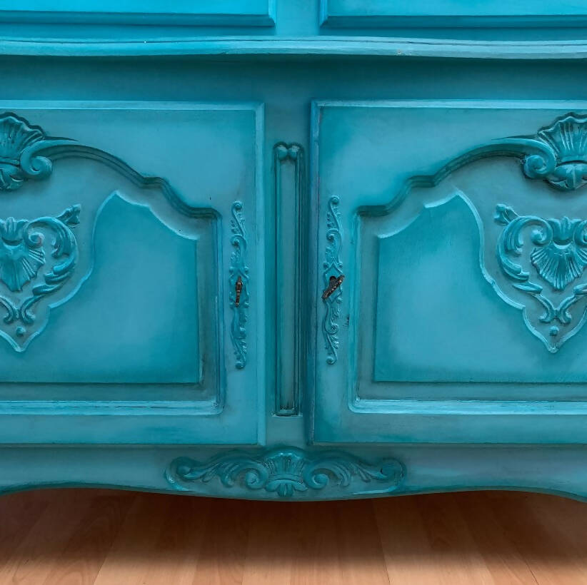 Large Carved Display Cabinet Dresser