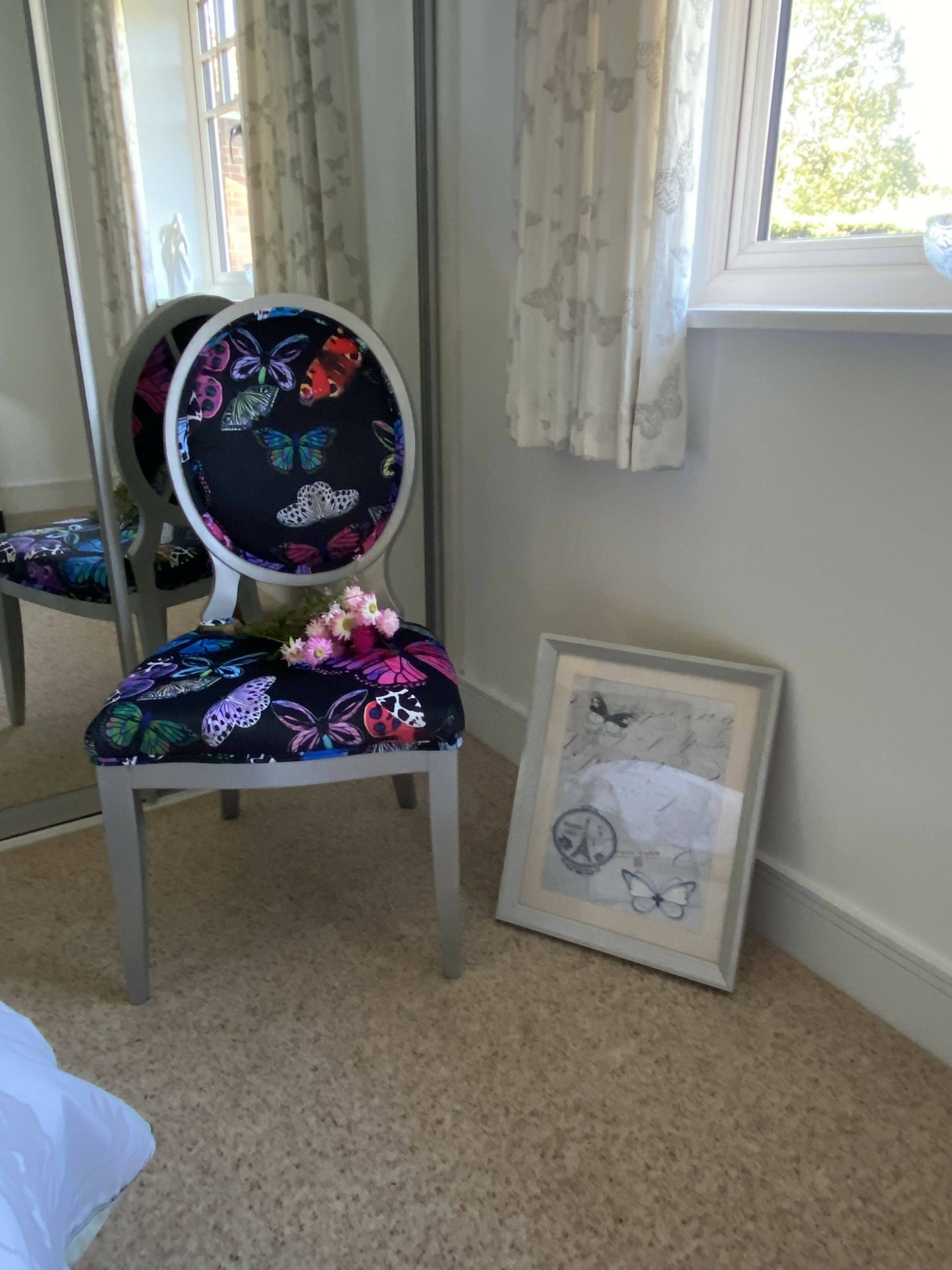 Designer Butterfly Fabric Accent Chair