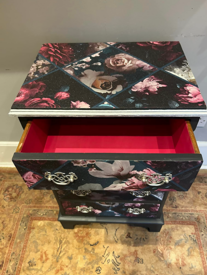 Beautiful Floral Vintage Bedside Cabinet