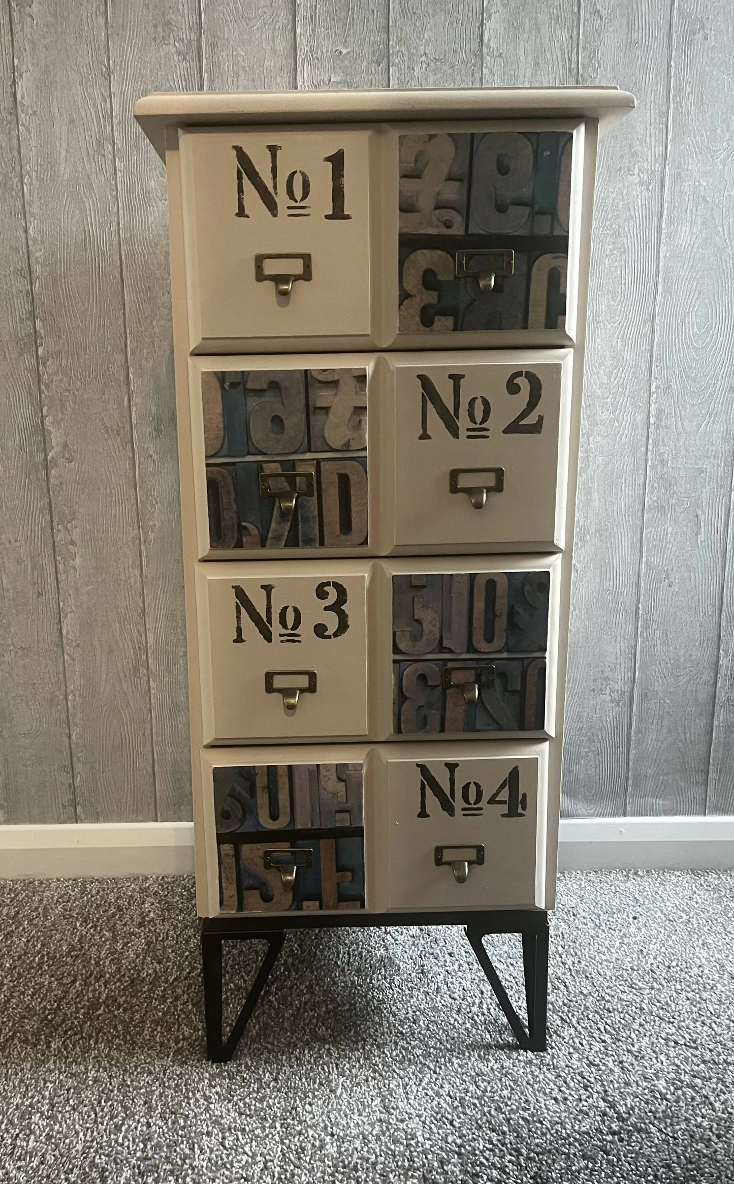 Grey Vintage Tallboy Drawers