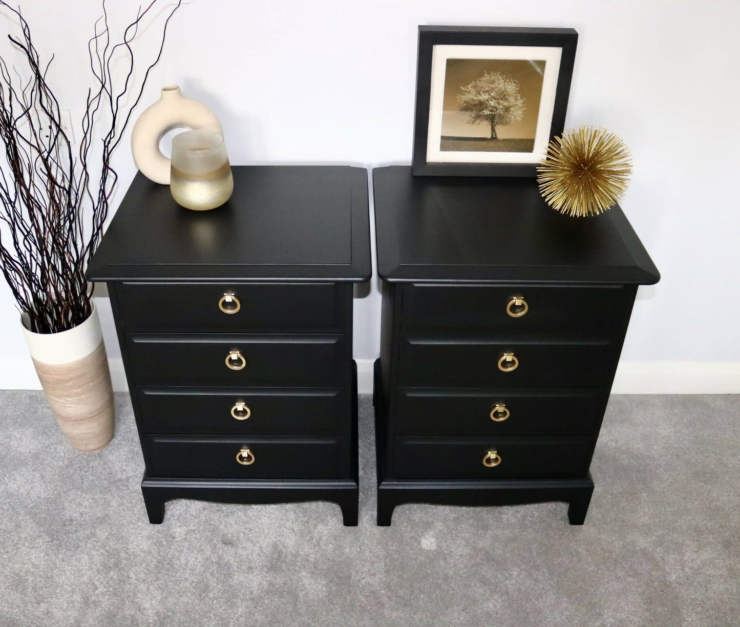 Pair of Stag Minstrel 4 Drawer Bedside Tables Bedside Cabinets
