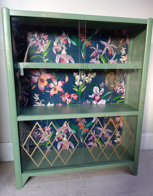 Vintage Green Floral Cabinet