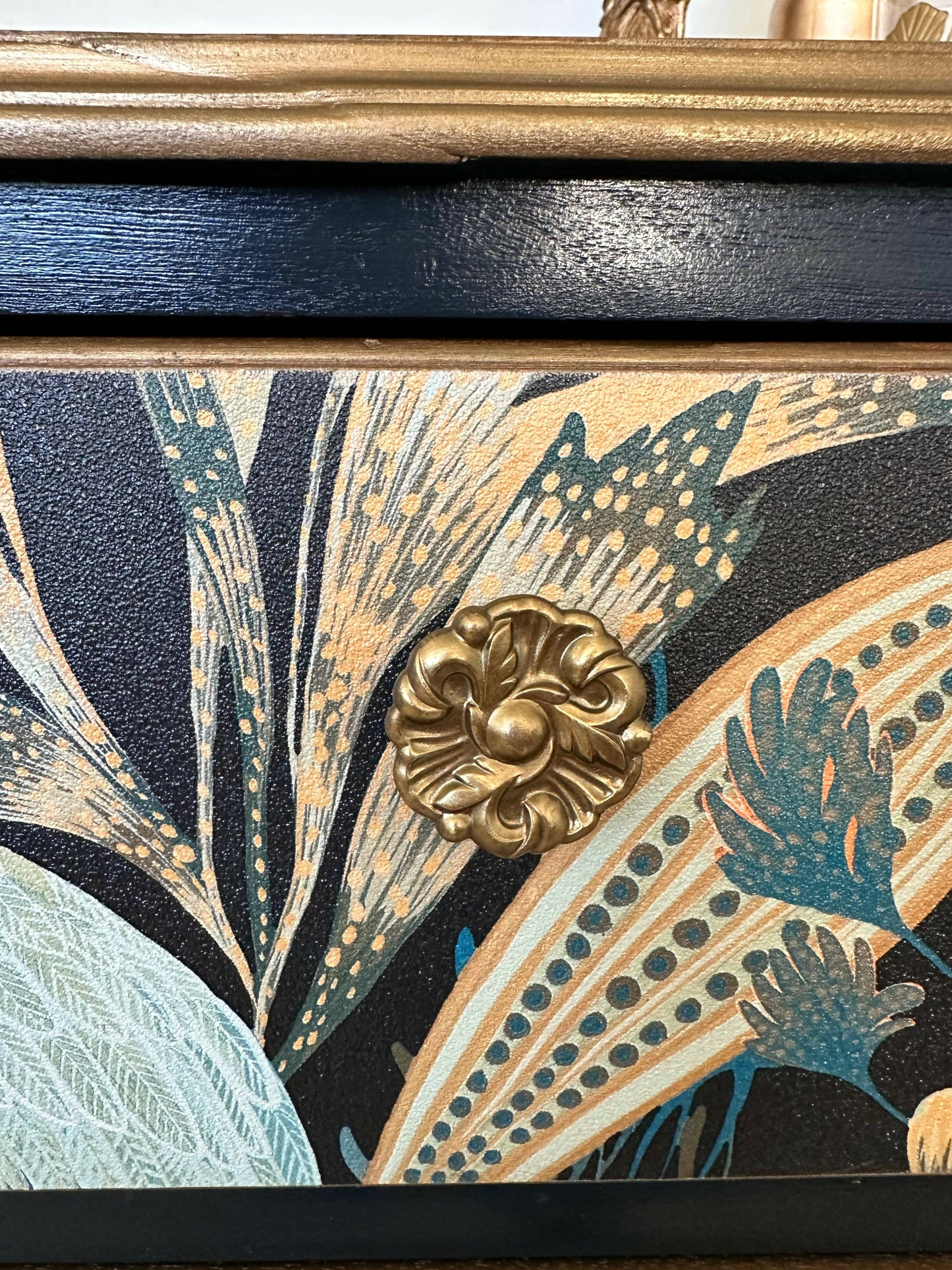 Vintage Chest of Drawers, 3 drawer chest, Chinoiserie design
