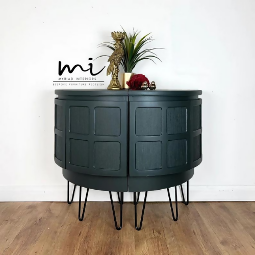MADE TO ORDER Refurbished mid century modern Nathan sideboard, retro drinks cabinet, TV media cabinet, dark green, decoupaged