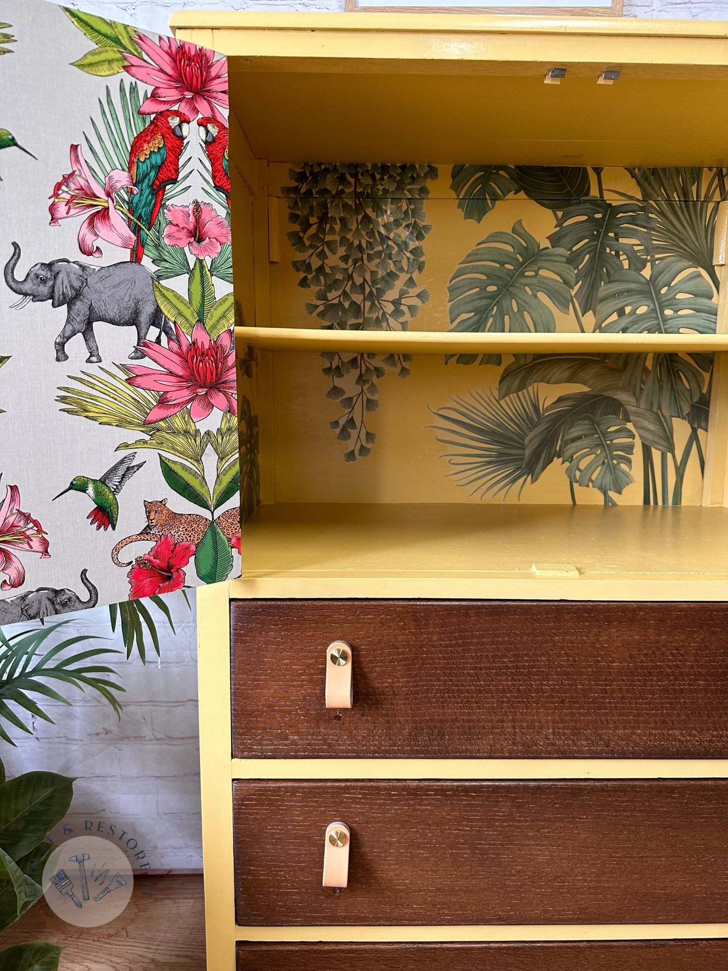 Hand-painted cabinet, Tallboy, Linen Cupboard, Linen Press, Upcycled Cupboard, Bedroom Storage, Kitchen Storage - MADE TO ORDER
