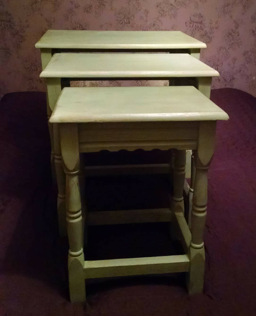 Green and gold nest of tables