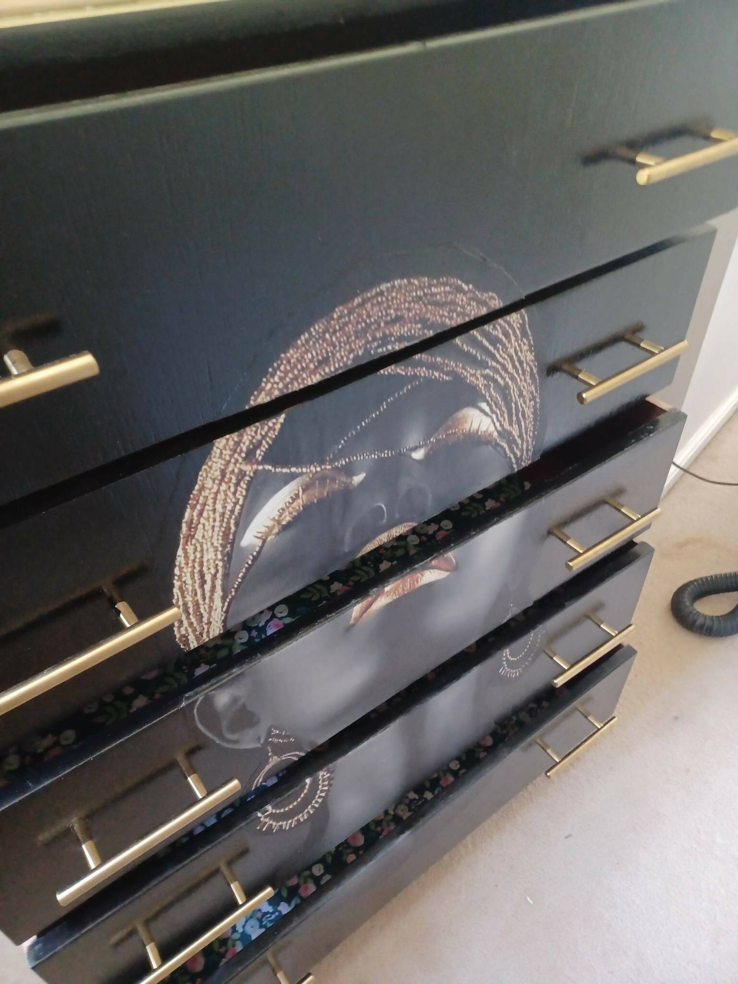 BEAUTIFUL BOHEMIAN ELEGANT BLACK AND GOLD DRAWERS