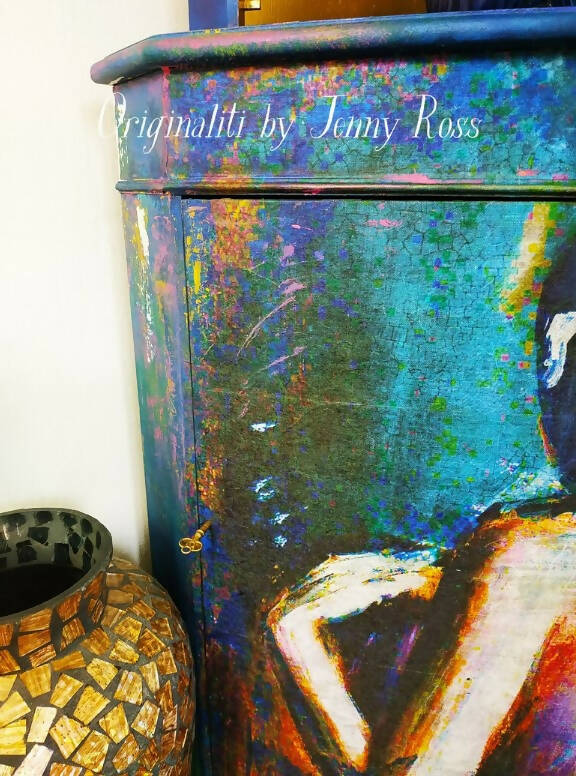 Corner Cabinet, Hand painted Gin Cupboard, Cocktail Wine Cabinet, Art Print Drinks Bar, Made to order