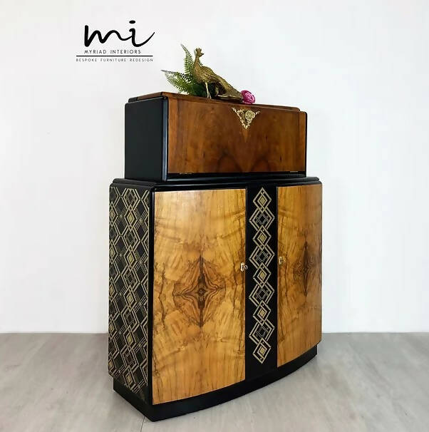 Large Art Deco Walnut Drinks Cabinet - commissions available