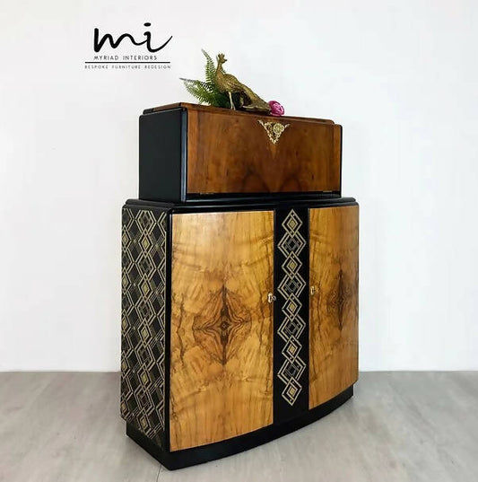 Large Art Deco Walnut Drinks Cabinet - commissions available