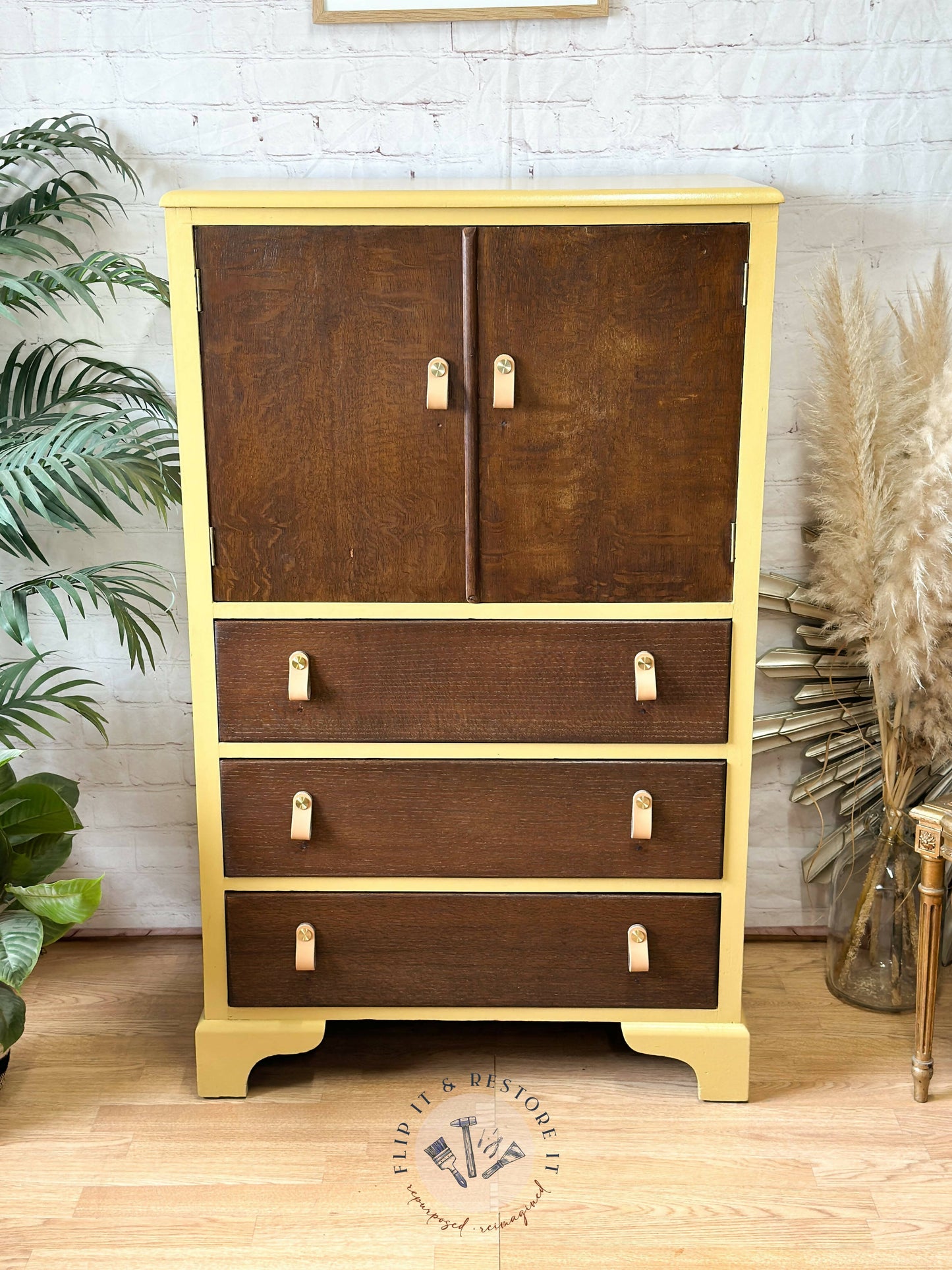 Hand-painted cabinet, Tallboy, Linen Cupboard, Linen Press, Upcycled Cupboard, Bedroom Storage, Kitchen Storage - MADE TO ORDER
