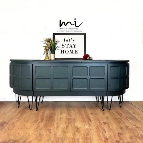 MADE TO ORDER Refurbished mid century modern Nathan sideboard, retro drinks cabinet, TV media cabinet, dark green, decoupaged
