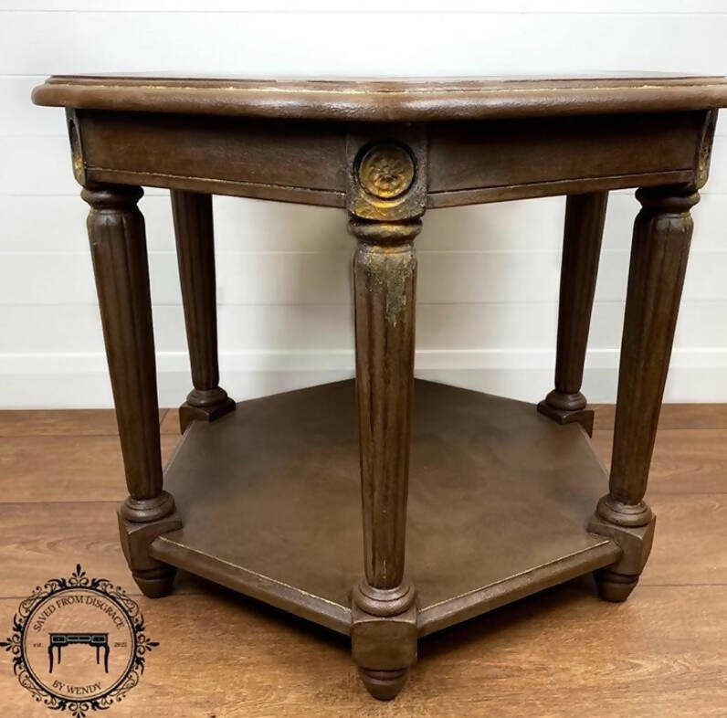 Hexagonal Occasional Table, Vintage Coffee Table, Industrial Style Side Table, Steampunk Victoriana Occasional Table