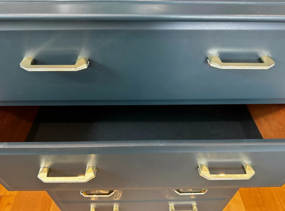 Navy Blue Stag Vintage Tallboy Chest of Drawers