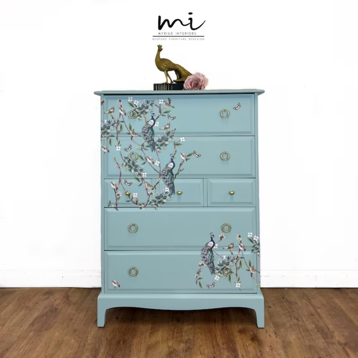 PAINTED TO ORDER Stag Minstrel Tallboy chest of drawers, duck egg blue Upcite PAINTED TO ORDER Stag Minstrel Tallboy chest of drawers, duck egg blue Upcite