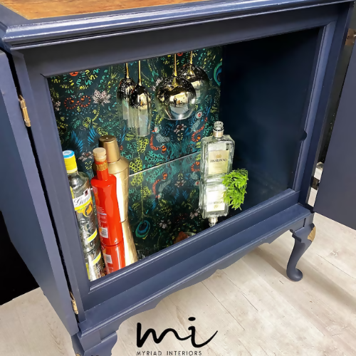Vintage decoupaged art deco drinks cocktail cabinet