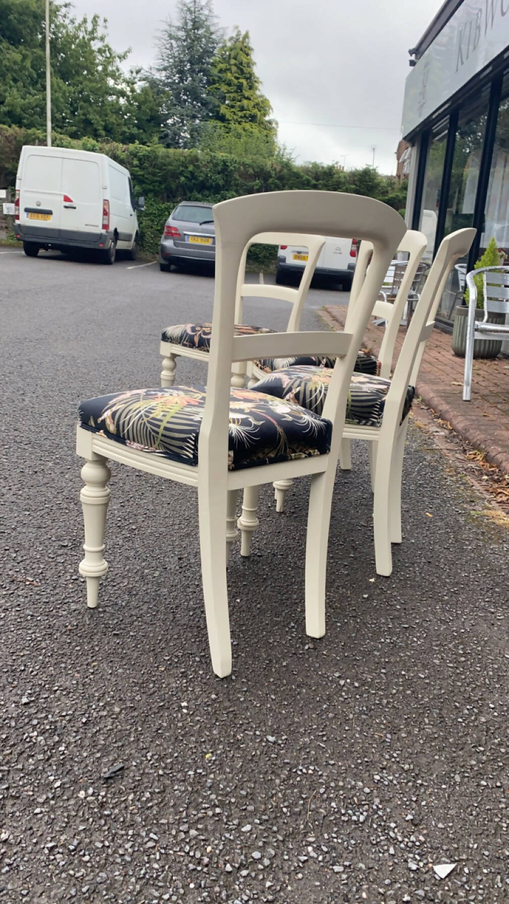 Set of 4 reupholstered dining chairs