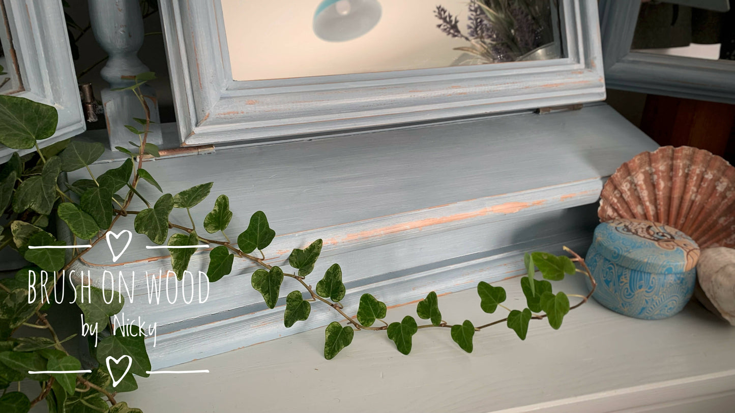 Vintage Blue Hand-Painted Vanity Mirror