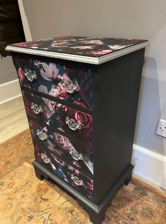 Beautiful Floral Vintage Bedside Cabinet