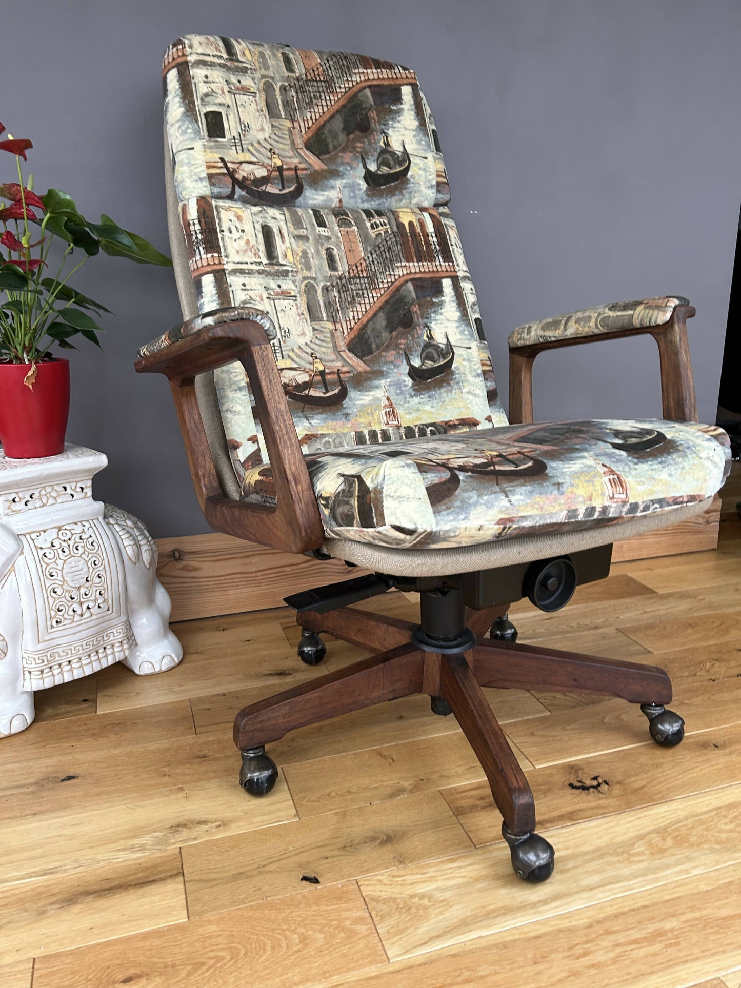 Mid Century German 1960s Christof Stoll for Sedus reclining swivel chair- new upholstery