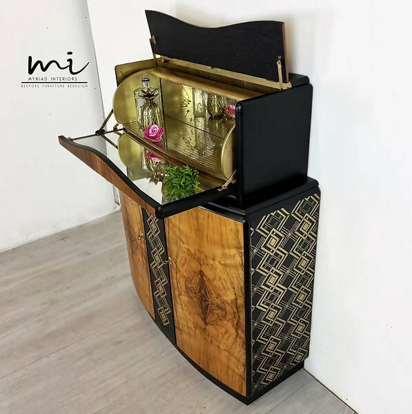 Large Art Deco Walnut Drinks Cabinet - commissions available