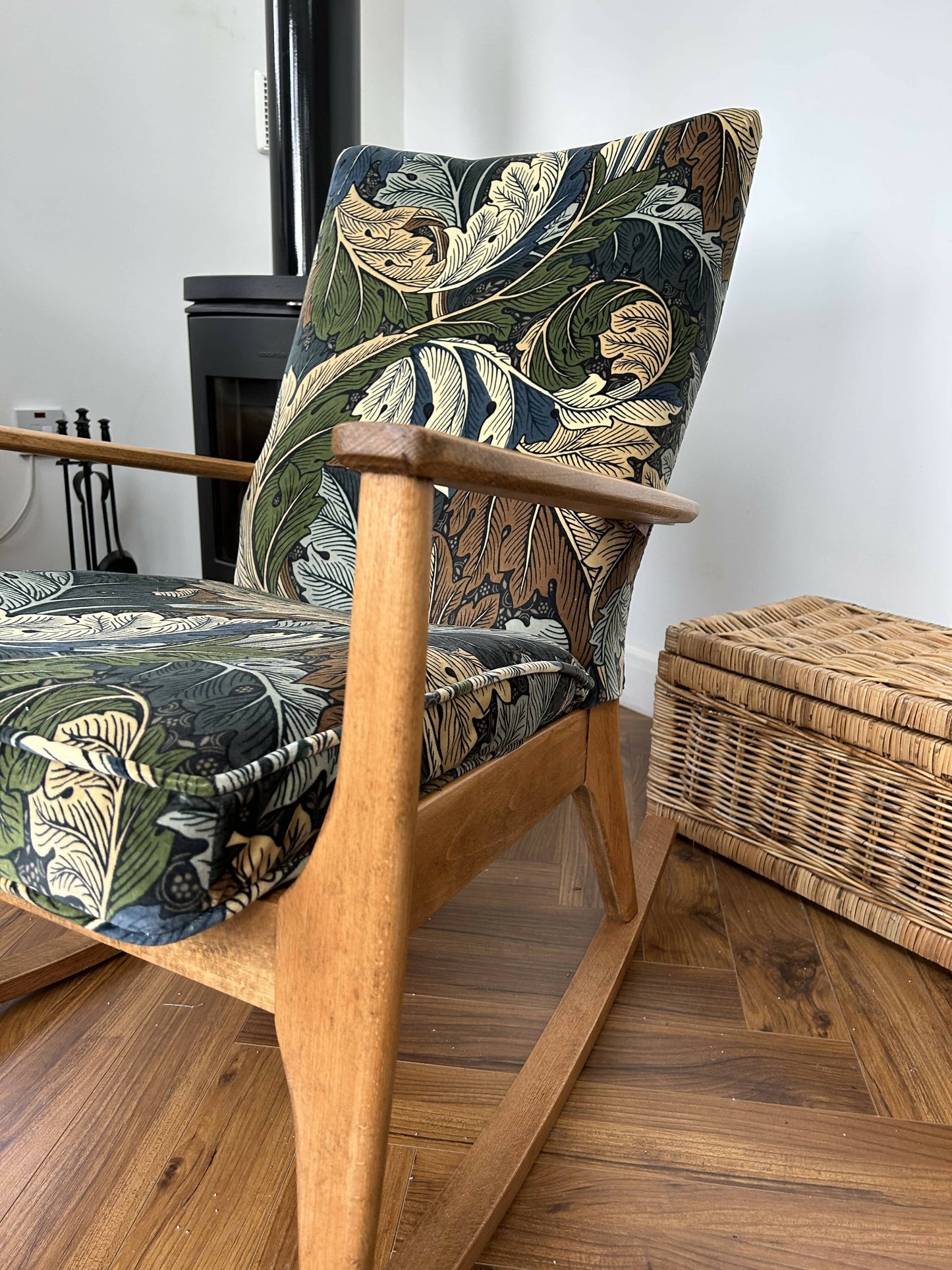 1970s Vintage Unique PK Rocking Chair William Morris velvet