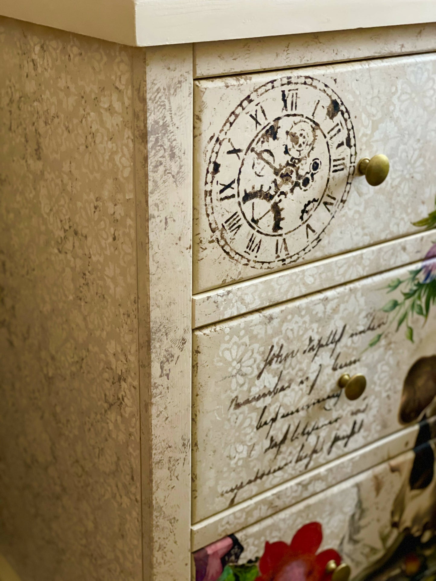 Stunning Skull & Flowers Chest of Drawers