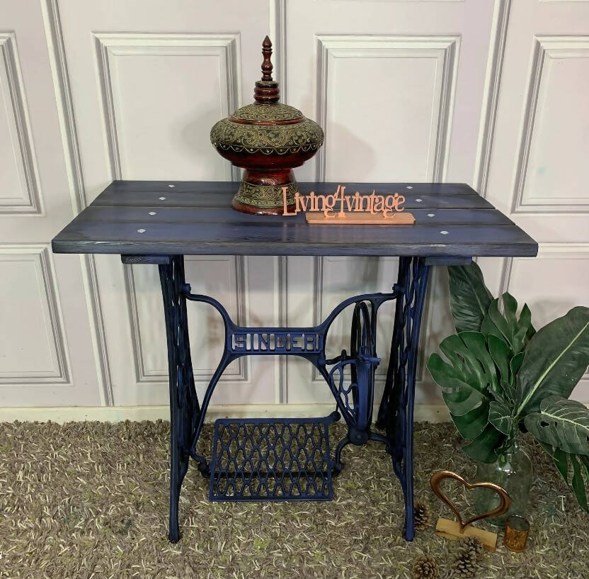 Sewing Machine Table Singer Table Yakisugi Technique Industrial Style Console Table