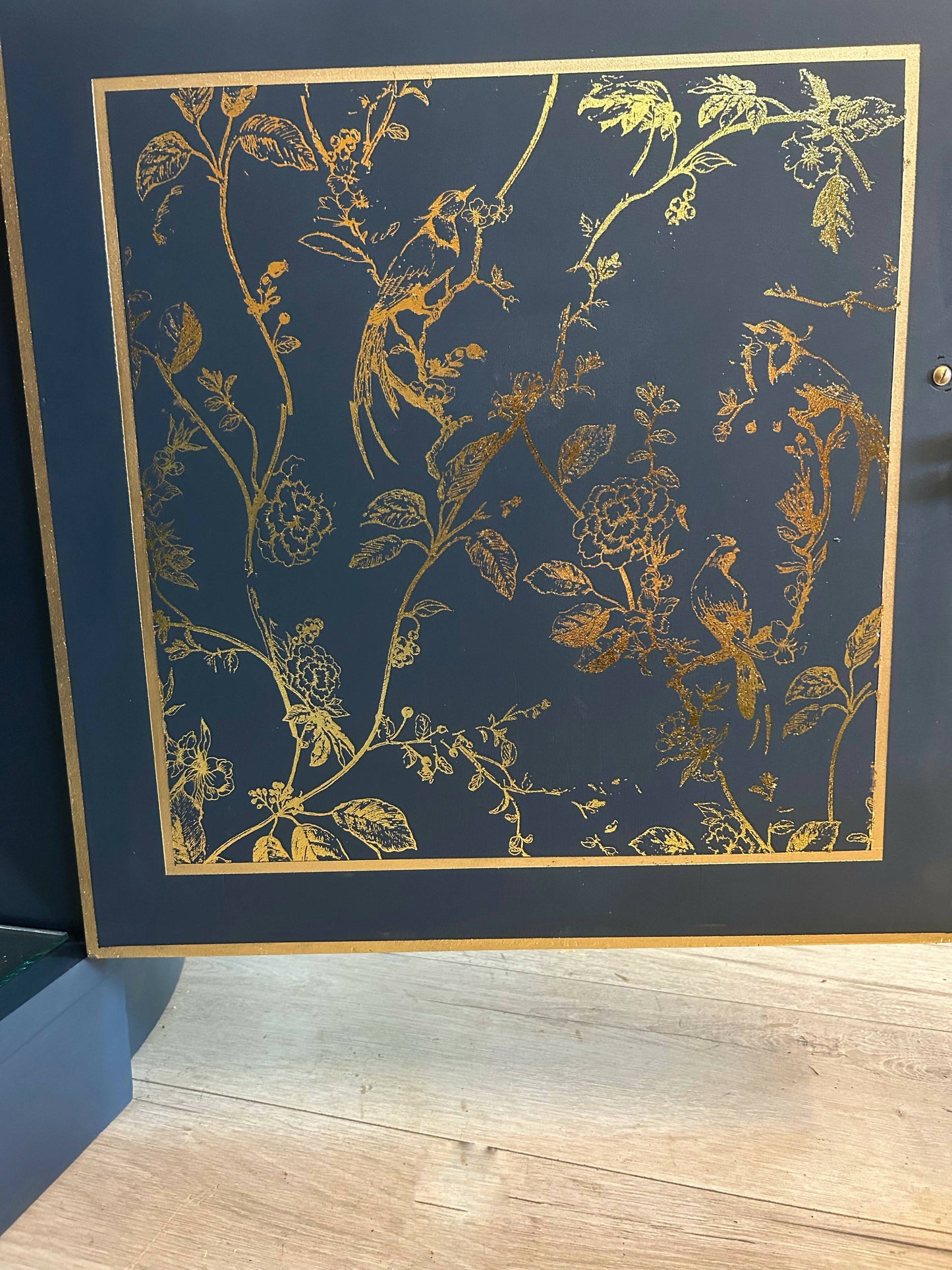 Blue and Gold Song Bird Cocktail Cabinet