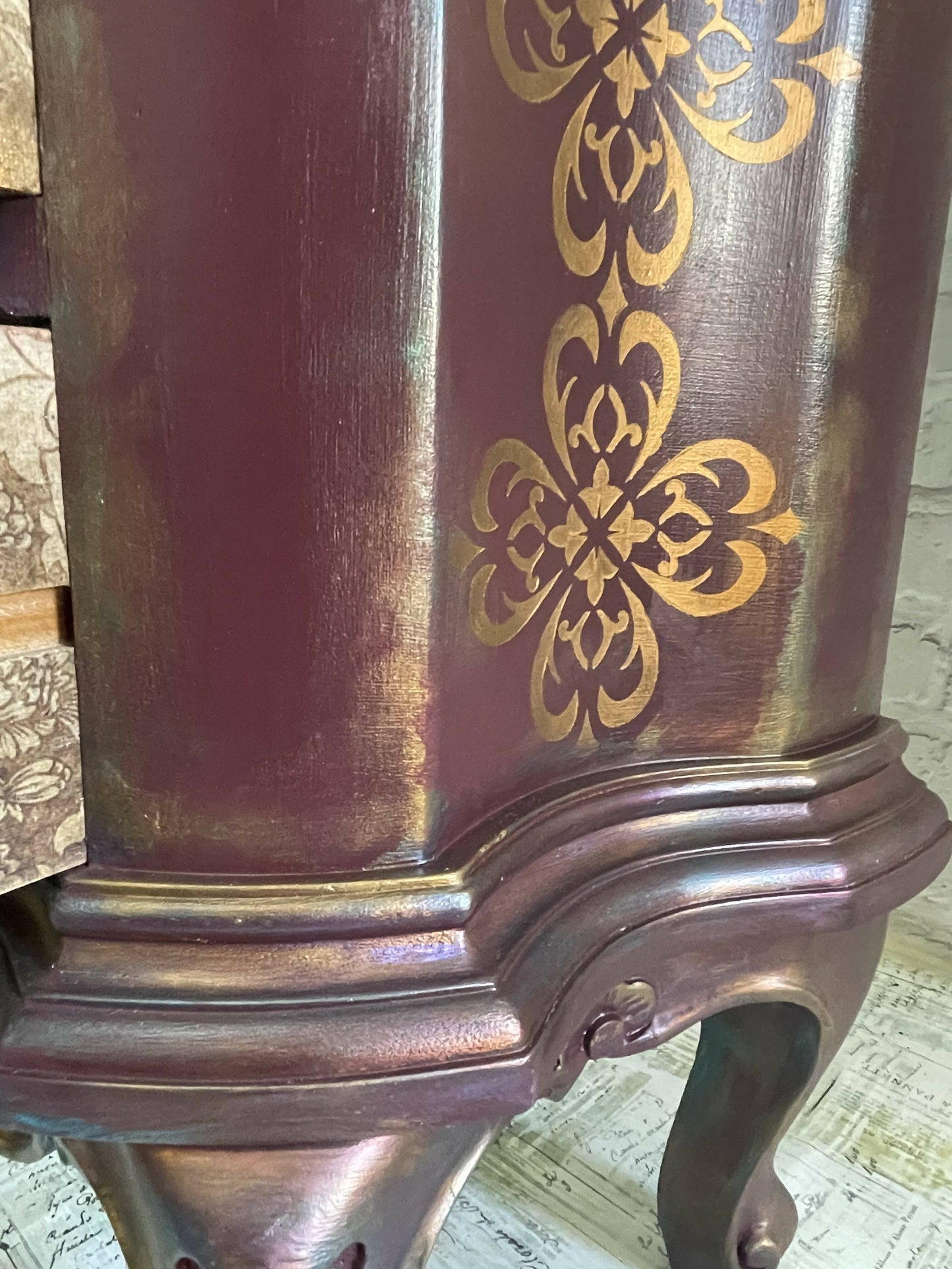 SOLD SOLD 2 Burgundy Bedside Tables