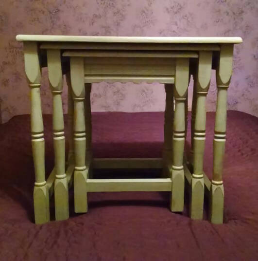 Green and gold nest of tables
