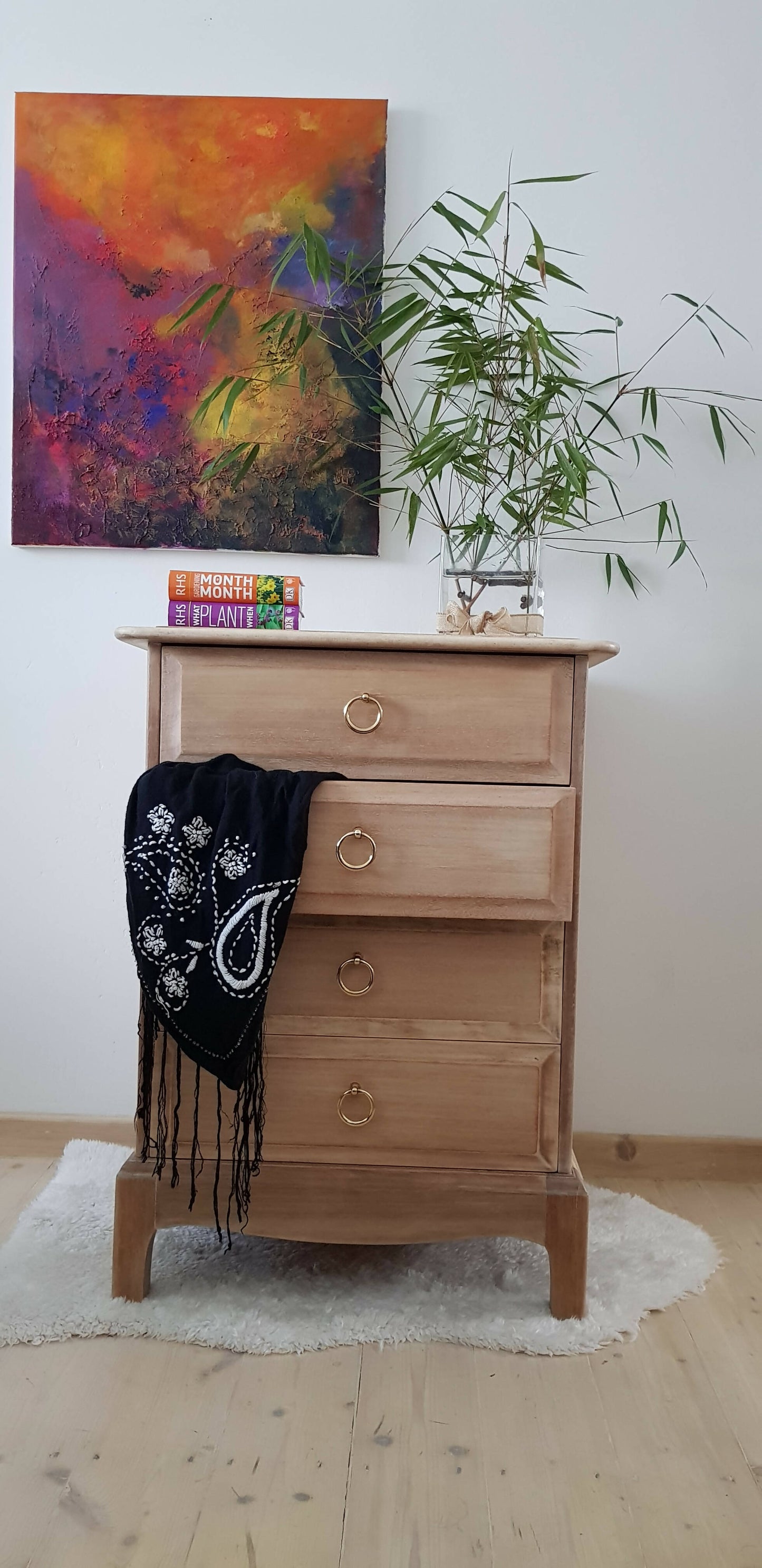 Stag Minstrel rustic, weathered style bedside table, Stag drawers natural colour