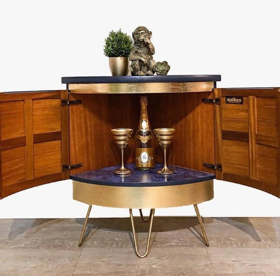Gold Art Deco Corner Cabinet