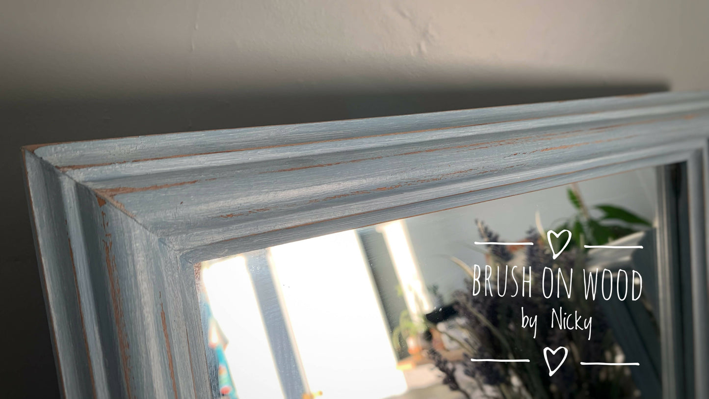 Vintage Blue Hand-Painted Vanity Mirror