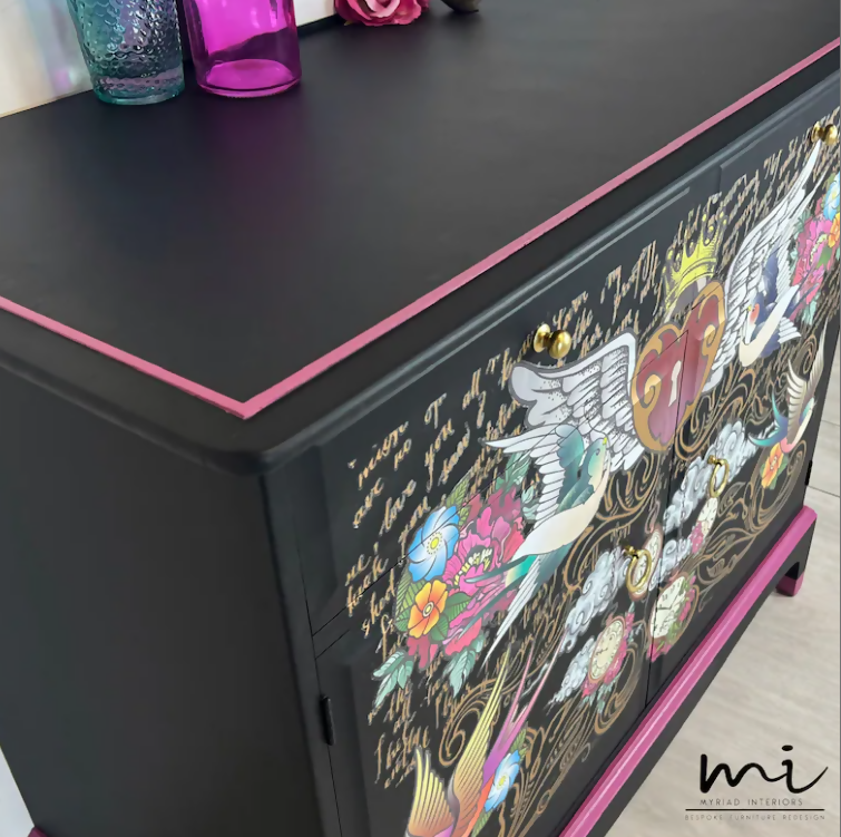 Vintage Maximalist Black Stag Drawers