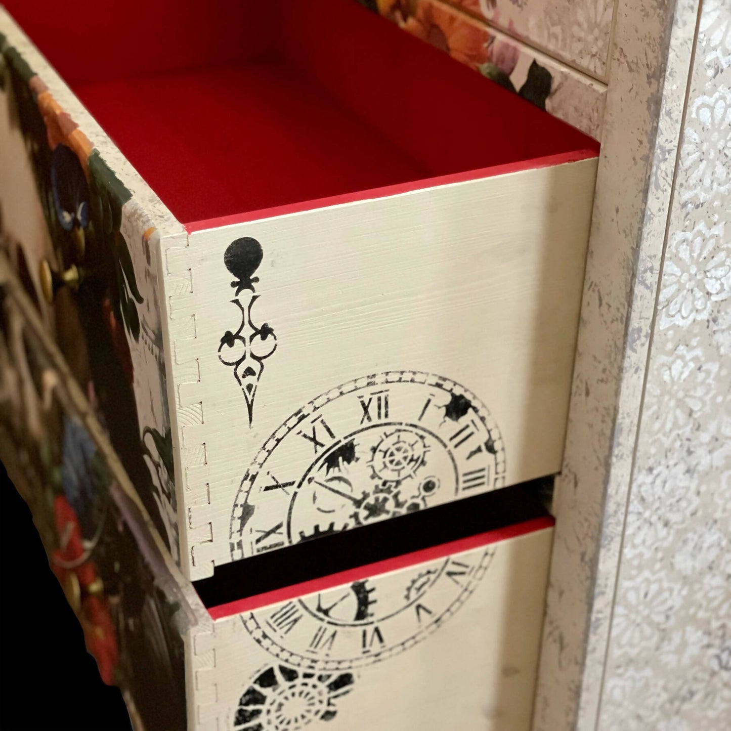 Stunning Skull & Flowers Chest of Drawers