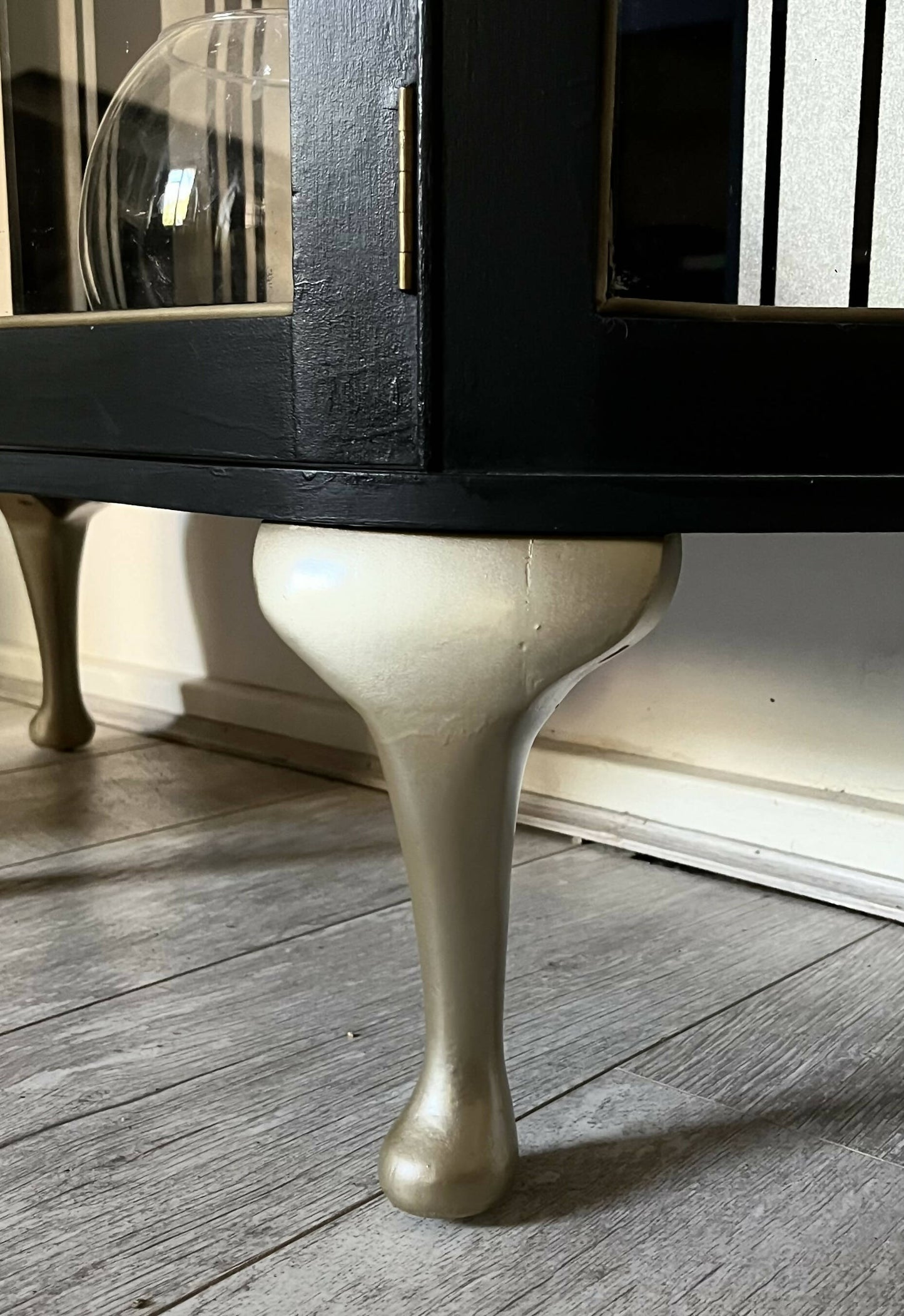 Vintage Black & Champagne Gold Drinks / Display / Gin Cabinet
