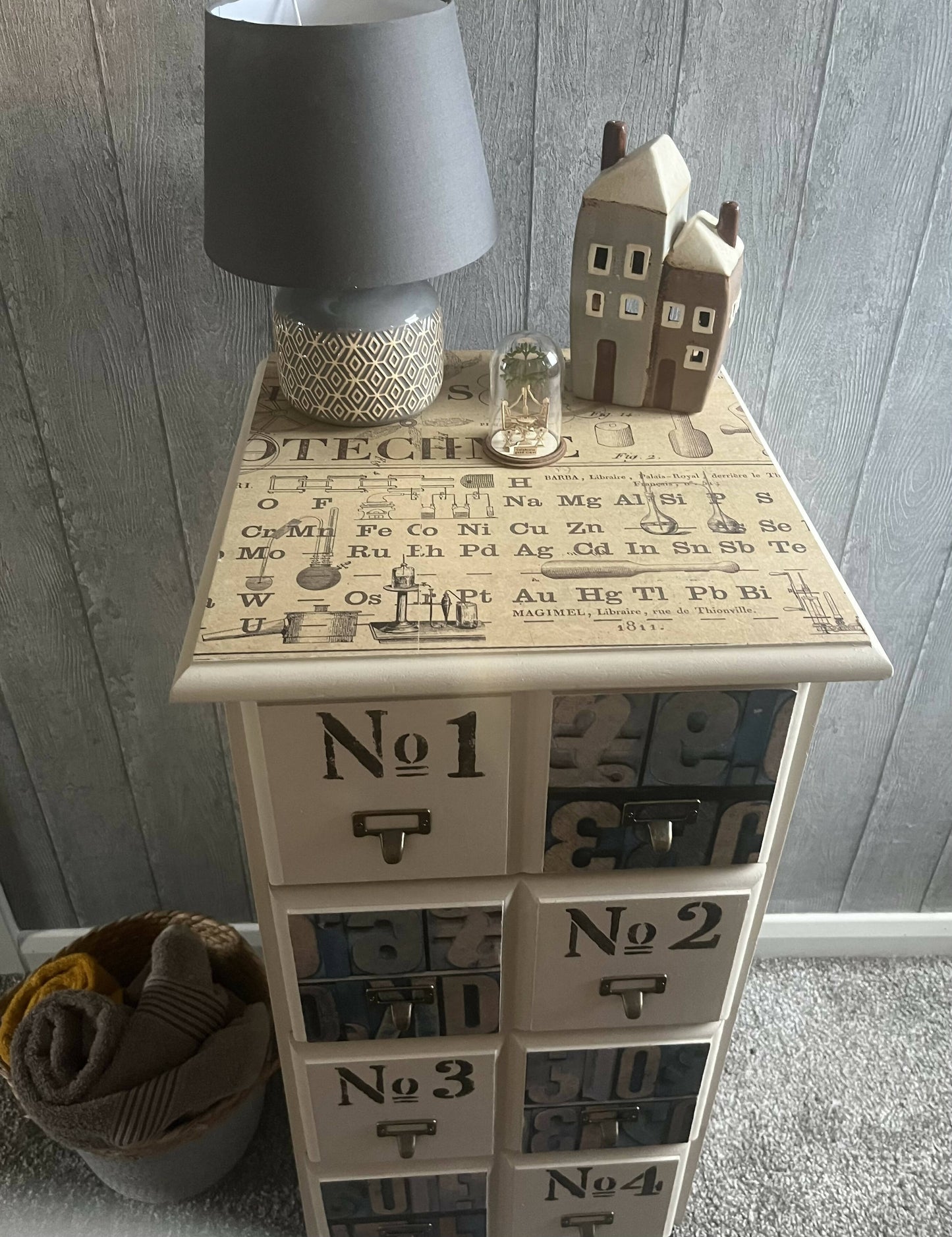 Grey Vintage Tallboy Drawers