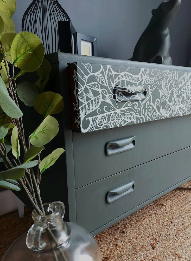 G Plan Vintage drawers, retro chest of drawers, upcycled furniture, handpainted