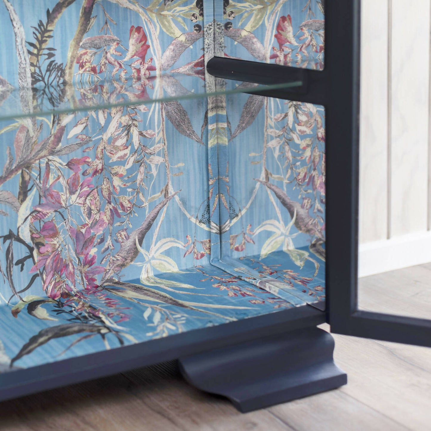 Available: One of a kind blue vintage cocktail cabinet, vintage drinks cabinet, cocktail bar, desk and drinks cabinet combined.