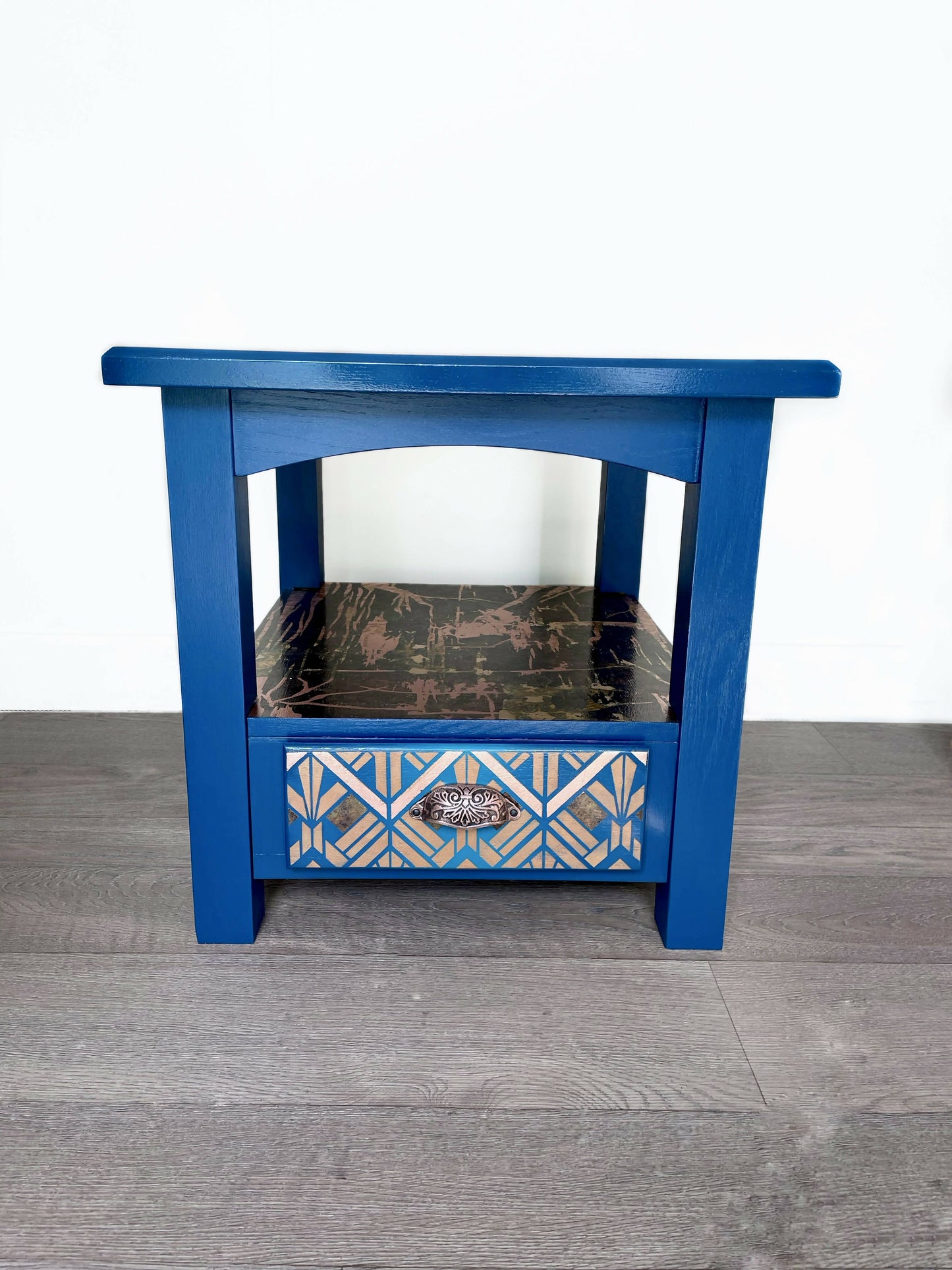Solid wood square coffee table with drawer and under shelf storage