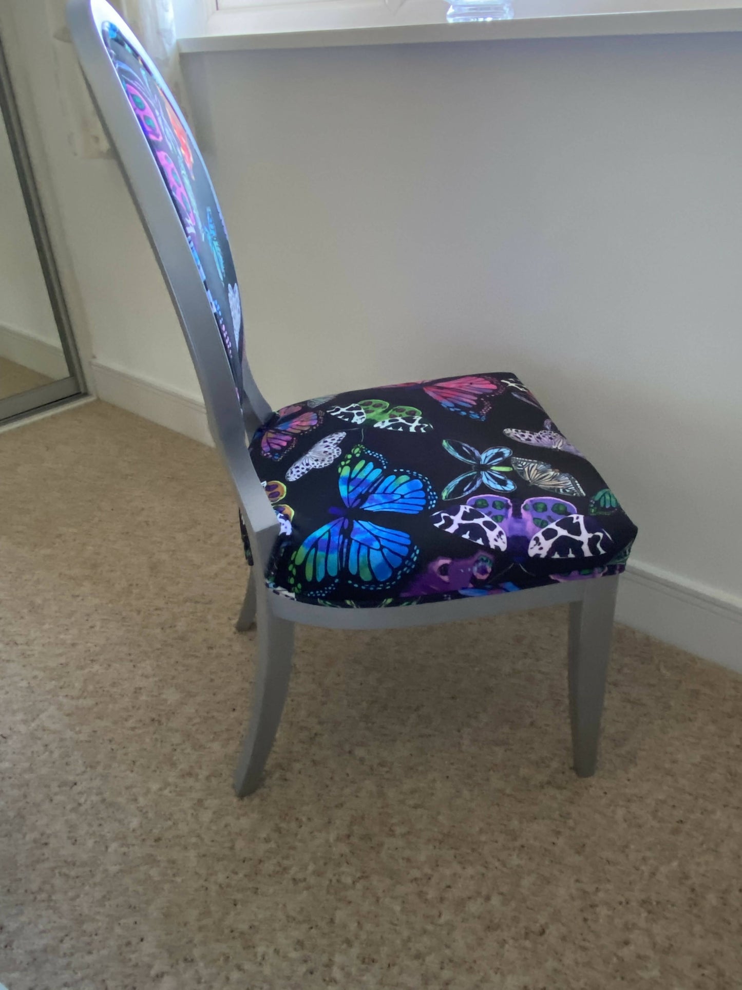Designer Butterfly Fabric Accent Chair