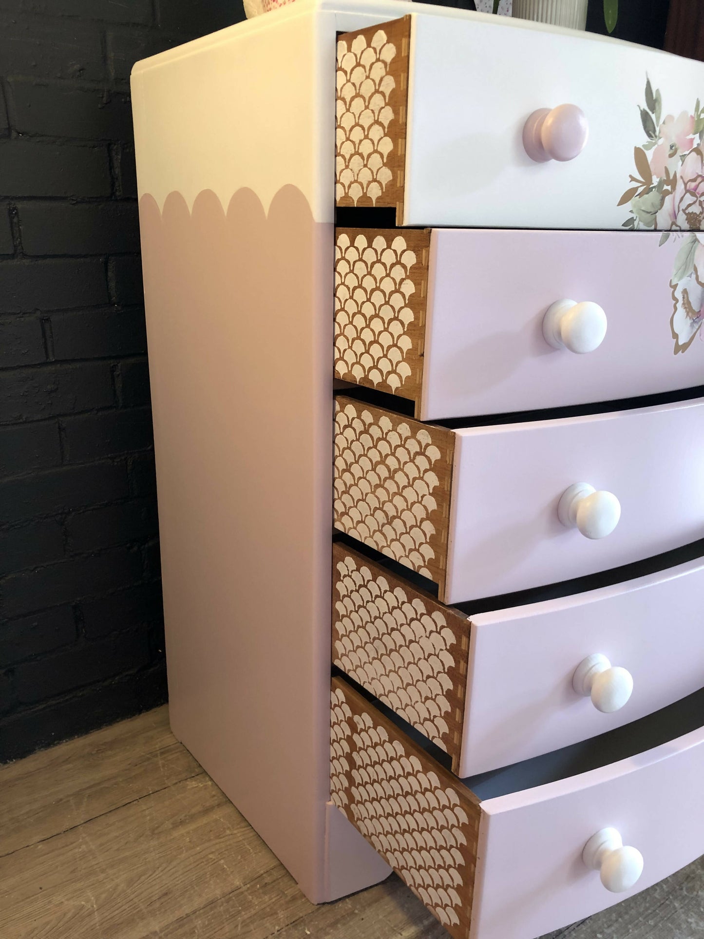 MADE TO ORDER: Baby Pink and White girl's bedroom chest of drawers