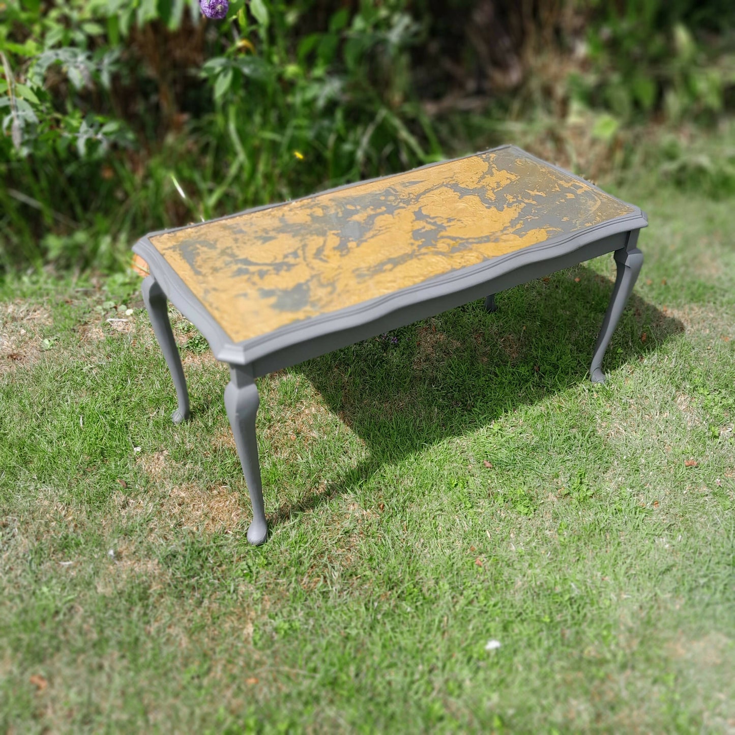 Grey and gold marbled coffee table