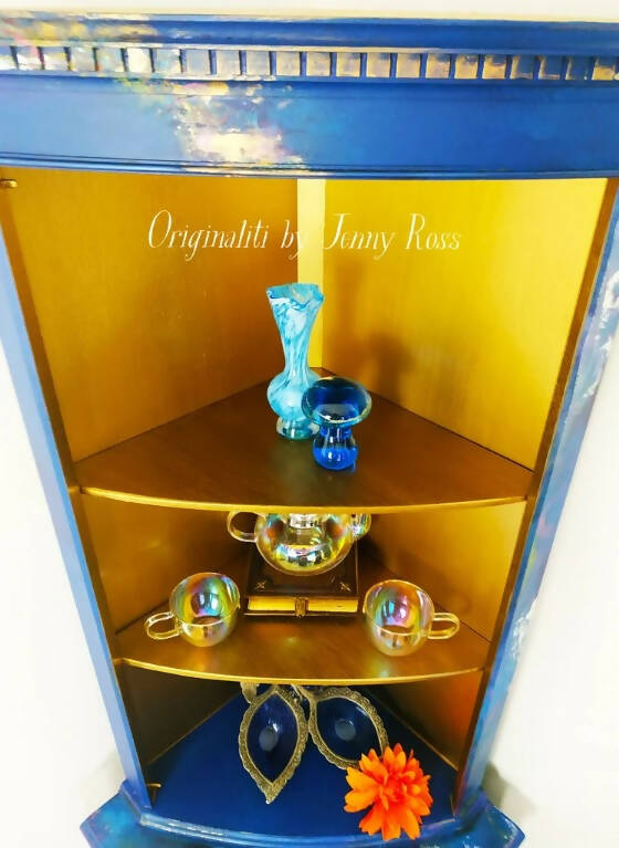 Corner Cabinet, Hand painted Gin Cupboard, Cocktail Wine Cabinet, Art Print Drinks Bar, Made to order